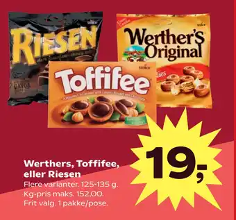 SuperBrugsen Werthers, Toffifee, eller Riesen tilbud