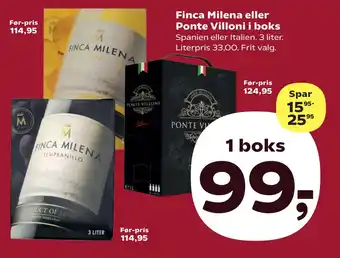 SuperBrugsen Finca Milena eller Ponte Villoni i boks tilbud