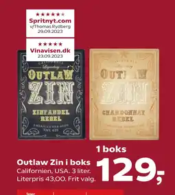 SuperBrugsen Outlaw Zin i boks tilbud