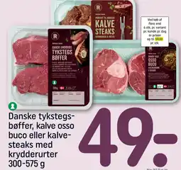 REMA 1000 Danske tykstegs- bøffer, kalve osso buco eller kalve- steaks med krydderurter tilbud