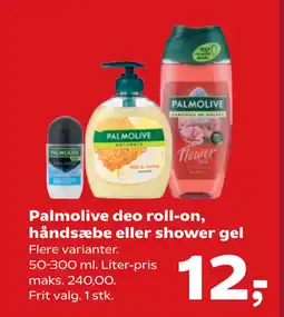 SuperBrugsen Palmolive deo roll-on, håndsæbe eller shower gel tilbud