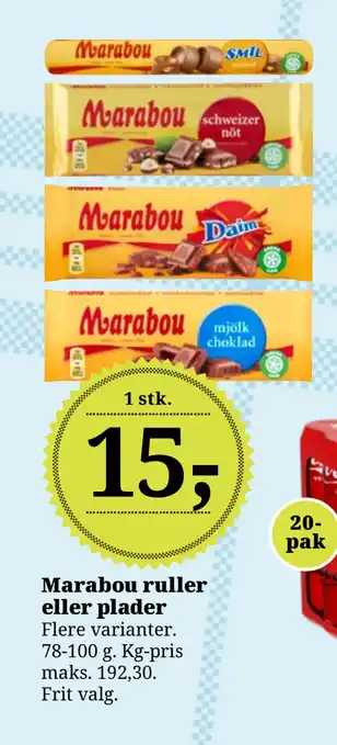 Dagli'Brugsen Marabou ruller eller plader tilbud