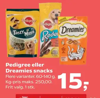 SuperBrugsen Pedigree eller Dreamies snacks tilbud