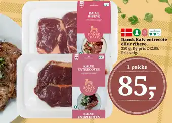 Dagli'Brugsen Dansk Kalv entrecote eller ribeye tilbud