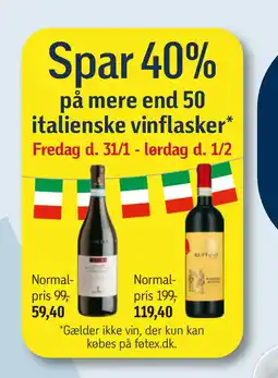 Føtex Spar 40% på mere end 50 italienske vinflasker tilbud