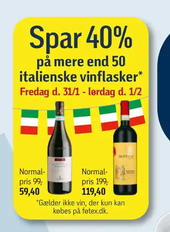 Føtex Spar 40% på mere end 50 italienske vinflasker tilbud