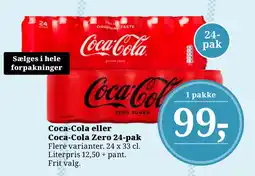 Dagli'Brugsen Coca-Cola eller Coca-Cola Zero 24-pak tilbud