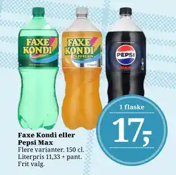 Dagli'Brugsen Faxe Kondi eller Pepsi Max tilbud