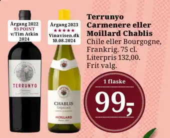 Dagli'Brugsen Terrunyo Carmenere eller Moillard Chablis tilbud