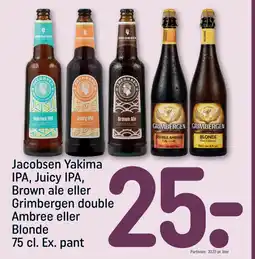 REMA 1000 Jacobsen Yakima IPA, Juicy IPA, Brown ale eller Grimbergen double Ambree eller Blonde tilbud