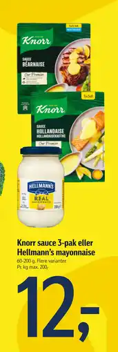 Føtex Knorr sauce 3-pak eller Hellmann’s mayonnaise tilbud