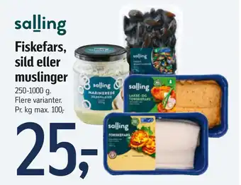 Føtex Fiskefars, sild eller muslinger tilbud