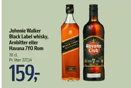 Føtex Johnnie Walker Black Label whisky, Arnbitter eller Havana 7YO Rom tilbud