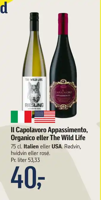 Føtex Il Capolavoro Appassimento, Organico eller The Wild Life tilbud