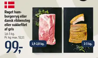 Føtex Røget hamburgerryg eller dansk ribbensteg eller nakkefilet af gris tilbud