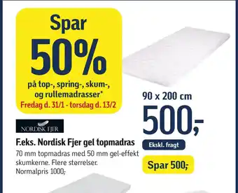 Føtex Nordisk Fjer gel topmadras tilbud