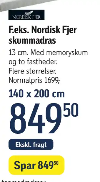 Føtex Nordisk Fjer skummadras tilbud