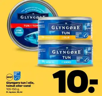 Netto Glyngøre tun i olie, tomat eller vand tilbud