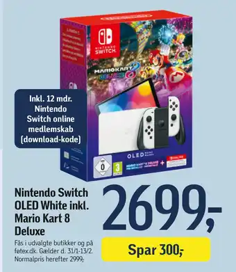 Føtex Nintendo Switch OLED White inkl. Mario Kart 8 Deluxe tilbud