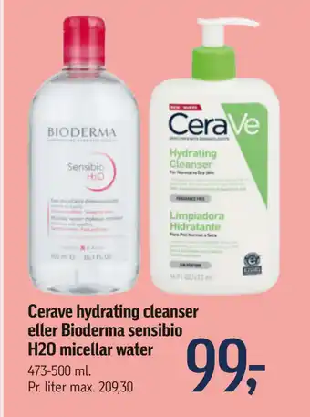 Føtex Cerave hydrating cleanser eller Bioderma sensibio H2O micellar water tilbud