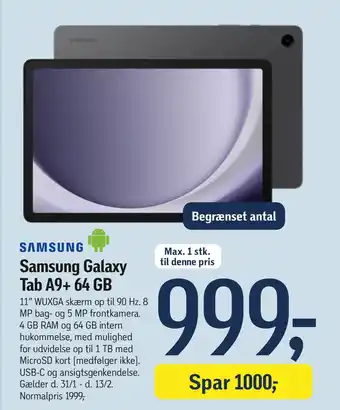 Føtex Samsung Galaxy Tab A9+ 64 GB tilbud