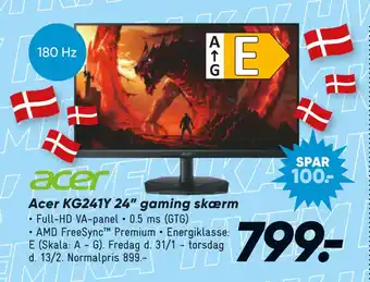 Bilka Acer KG241Y 24” gaming skærm tilbud