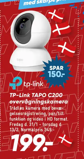 Bilka TP-Link TAPO C200 overvågningskamera tilbud