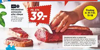 Bilka Håndskåret entrecote eller ribeye tilbud