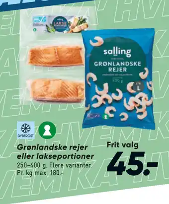 Bilka Grønlandske rejer eller lakseportioner tilbud