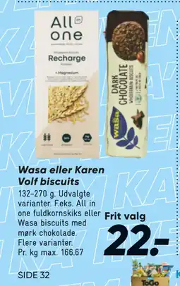 Bilka Wasa eller Karen Volf biscuits tilbud