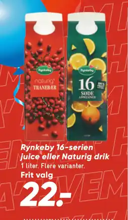 Bilka Rynkeby 16-serien juice eller Naturig drik tilbud