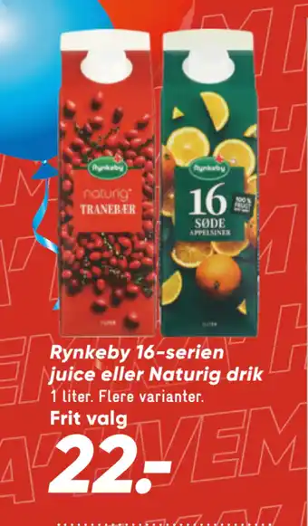 Bilka Rynkeby 16-serien juice eller Naturig drik tilbud