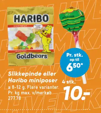 Bilka Slikkepinde eller Haribo miniposer tilbud