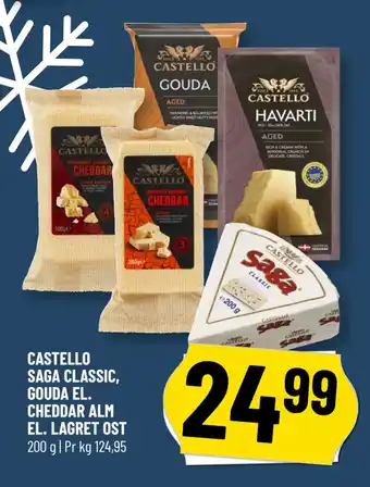 Løvbjerg CASTELLO SAGA CLASSIC, GOUDA EL. CHEDDAR ALM EL. LAGRET OST tilbud