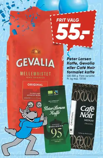 Bilka Peter Larsen Kaffe, Gevalia eller Café Noir formalet kaffe tilbud