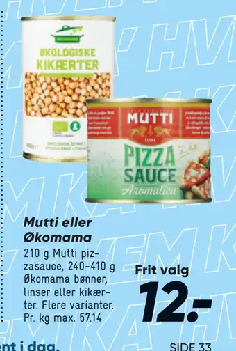 Bilka Mutti eller Økomama tilbud