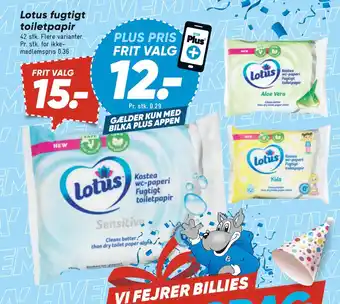 Bilka Lotus fugtigt toiletpapir tilbud