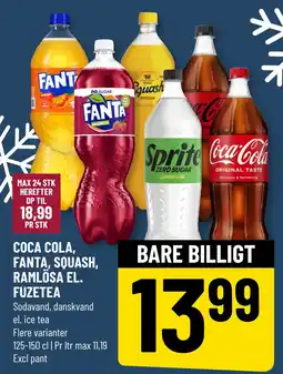 Løvbjerg COCA COLA, FANTA, SQUASH, RAMLÖSA EL. FUZETEA tilbud