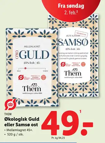 Lidl Økologisk Guld eller Samsø ost tilbud