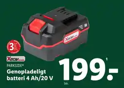 Lidl Genopladeligt batteri 4 Ah/20 V tilbud