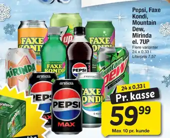 Fakta Tyskland Pepsi, Faxe Kondi, Mountain Dew, Mirinda el. 7UP tilbud