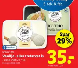 Lidl Vanilje- eller trefarvet is tilbud