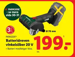 Lidl Batteridreven vinkelsliber 20 V tilbud