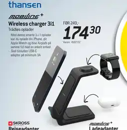 Thansen Wireless charger 3i1 tilbud