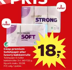 Kvickly Coop premium toiletpapir eller luxury køkkenrulle tilbud