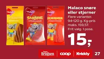 Kvickly Malaco snøre eller stjerner tilbud