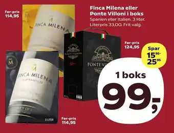 Kvickly Finca Milena eller Ponte Villoni i boks tilbud