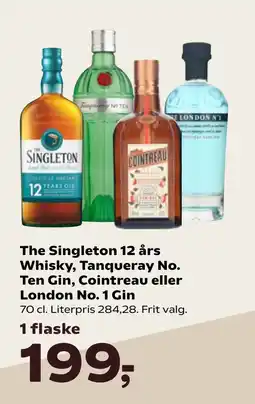 Kvickly The Singleton 12 års Whisky, Tanqueray No. Ten Gin, Cointreau eller London No. 1 Gin tilbud