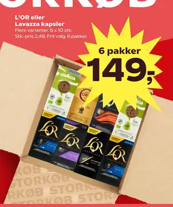 Kvickly L'OR eller Lavazza kapsler tilbud