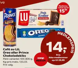 Kvickly Café au LU, Oreo eller Prince Chokoladekiks tilbud